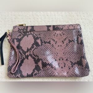 Laura DiMaggio Mauve  Pink Python Wristlet Clutch.  Made in Italy.  Leather.
